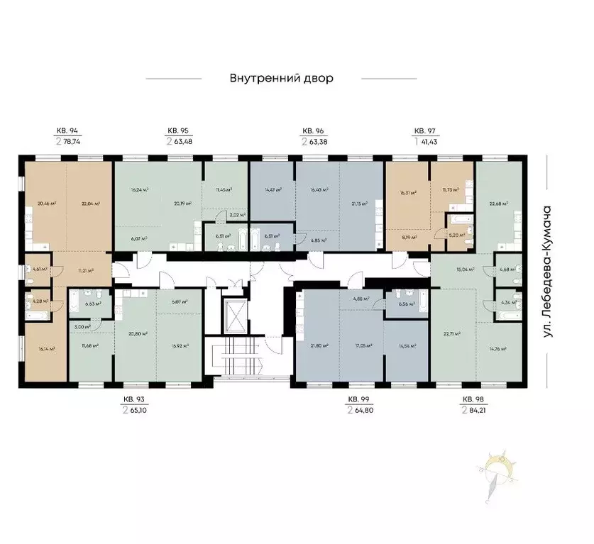 2-к кв. Иркутская область, Иркутск ул. Лебедева-Кумача, 19 (64.8 м) - Фото 2
