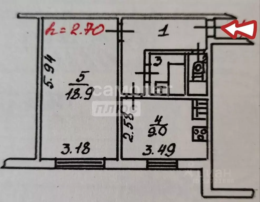 1-к кв. Ямало-Ненецкий АО, Ноябрьск ул. Шевченко, 165 (38.4 м) - Фото 2