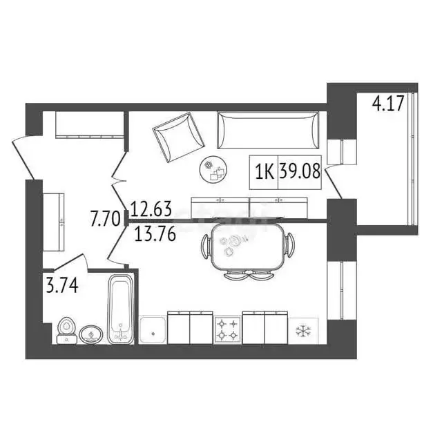 Продаётся 1-к квартира, 39.08 м - Фото 0