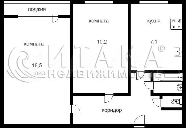 2-к. квартира, 46 м, 5/9 эт. - Фото 0