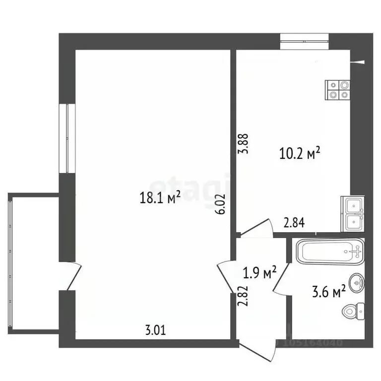 1-к кв. Крым, Феодосия ул. Чкалова, 179А (33.8 м) - Фото 2