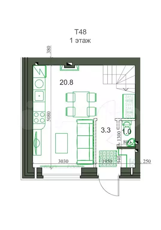 2-к. квартира, 48 м, 1/2 эт. - Фото 0