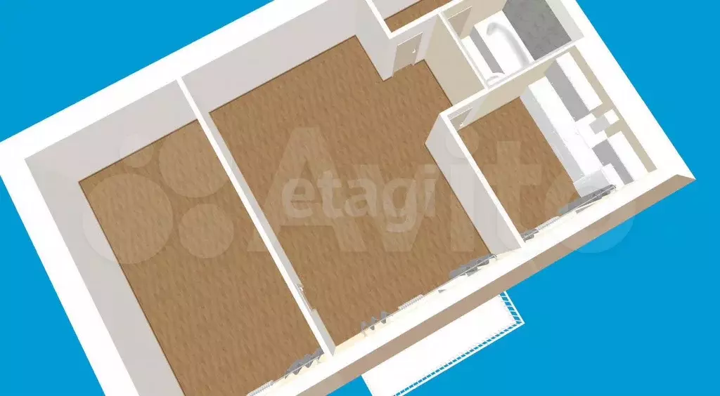 2-к. квартира, 44,8 м, 2/5 эт. - Фото 1