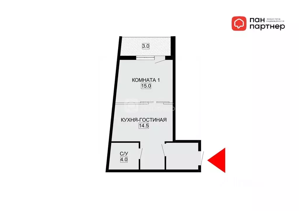 Студия Санкт-Петербург наб. Черной речки, 9 (36.5 м) - Фото 1