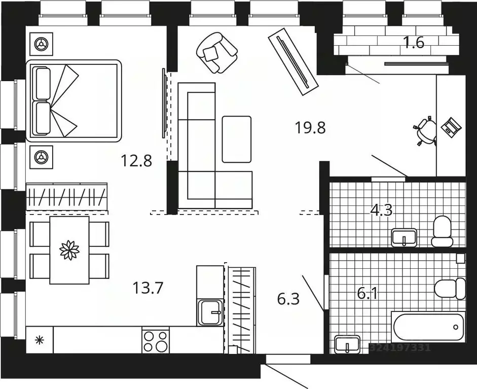 2-к кв. Пензенская область, Пенза Центральный квартал Скала Сити жилой ... - Фото 1