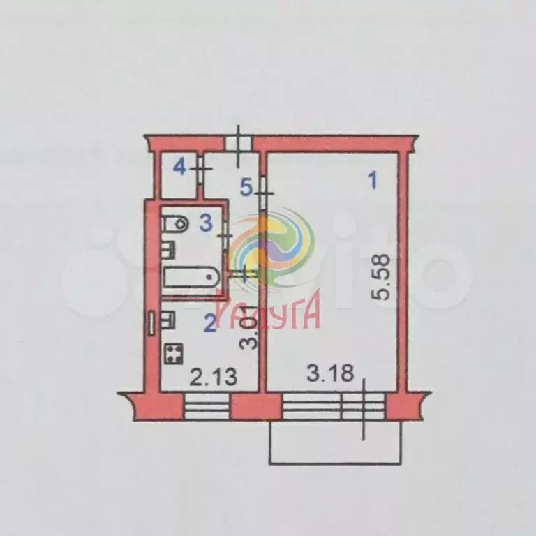 1-к. квартира, 30 м, 2/5 эт. - Фото 0