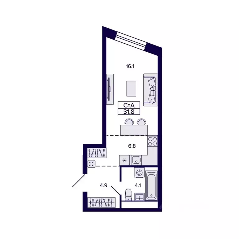 Студия Хабаровский край, Хабаровск ул. Карла Маркса, 96/1 (31.84 м) - Фото 0