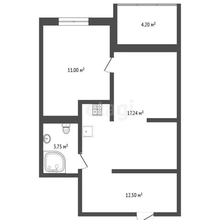 1-комнатная квартира: Тюмень, микрорайон Восточный, улица ... - Фото 1