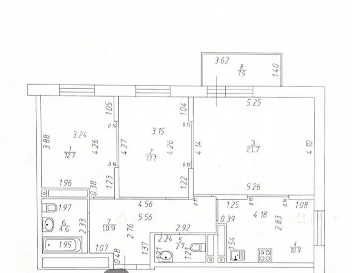 3-к кв. Татарстан, Казань ул. Сибгата Хакима, 52 (76.6 м) - Фото 2