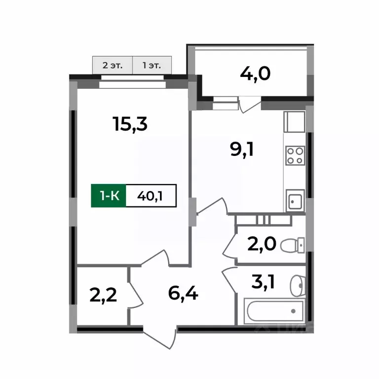 1-к кв. Владимирская область, Ковров Еловая ул., 82 (40.1 м) - Фото 0