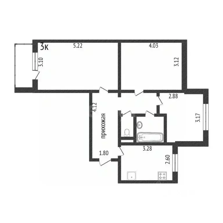 3-к кв. Белгородская область, Белгород Народный бул., 87 (60.3 м) - Фото 2
