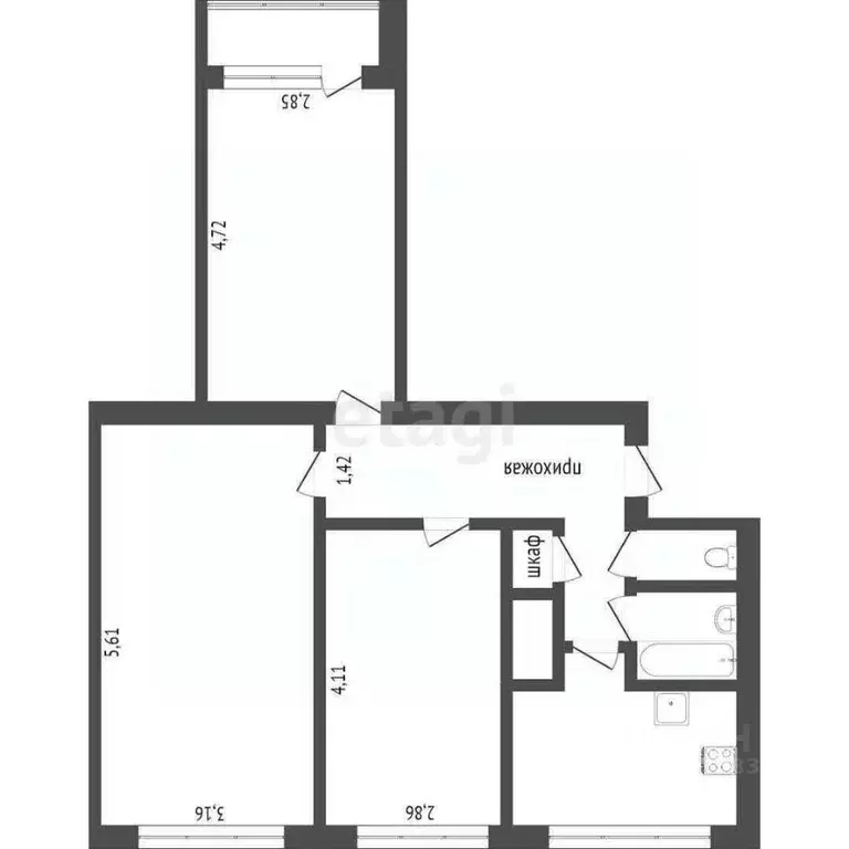3-к кв. Санкт-Петербург Байконурская ул., 5К1 (60.1 м) - Фото 1