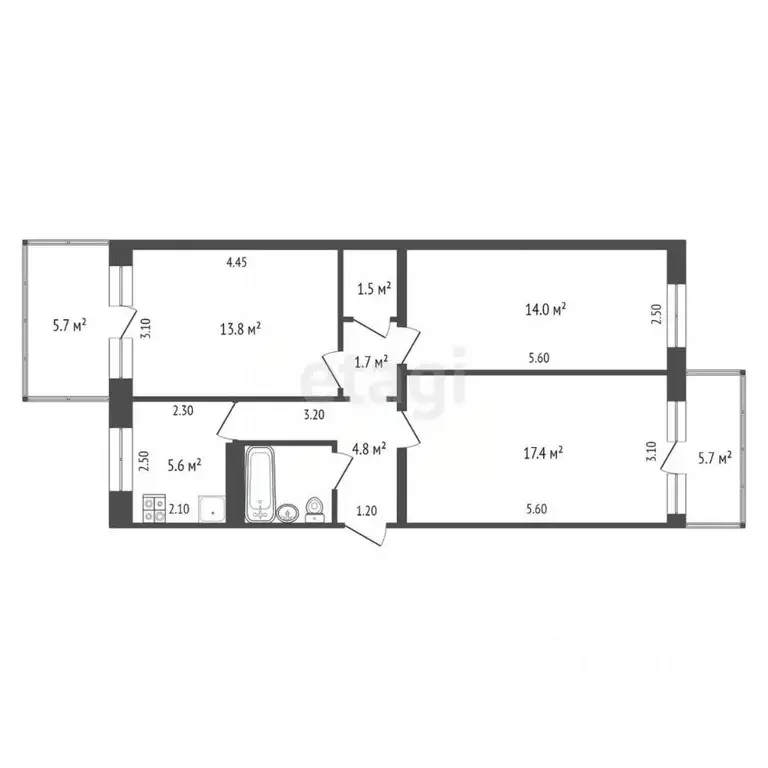 3-к кв. Крым, Ялта ул. Московская, 49 (65.2 м) - Фото 2