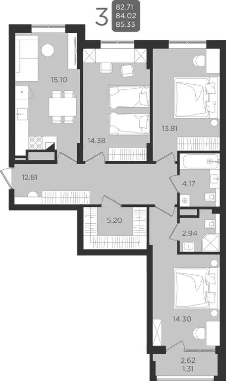 Квартира-студия: Калининград, улица Старшины Дадаева, 55к2 (84.02 м) - Фото 1