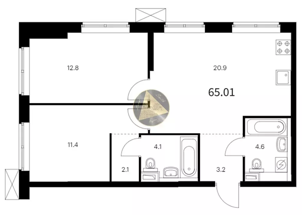 Продаётся 2-к квартира, 65.01 м - Фото 1
