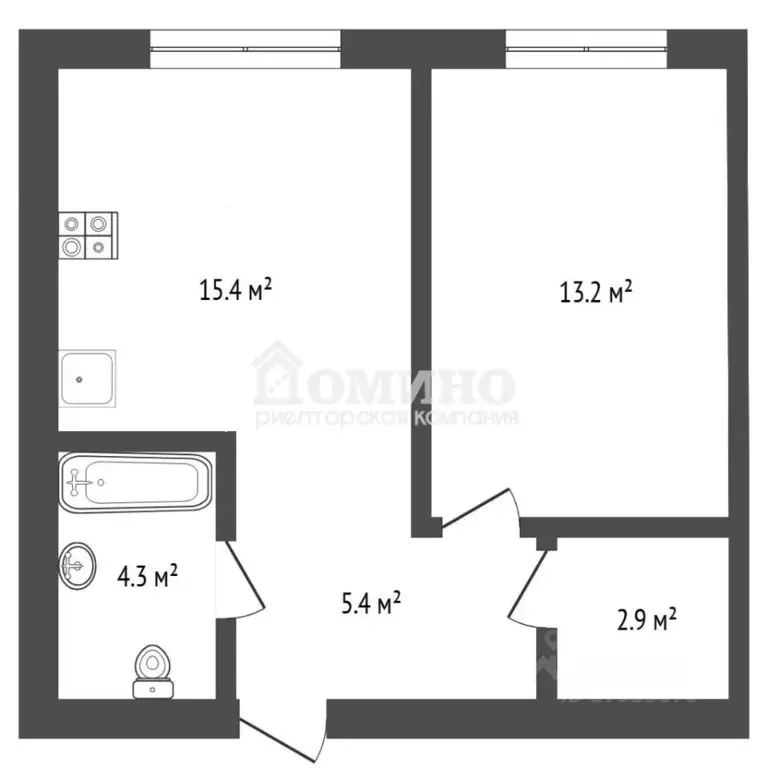 1-к кв. Тюменская область, Тюмень Новгородская ул., 20 (41.3 м) - Фото 2