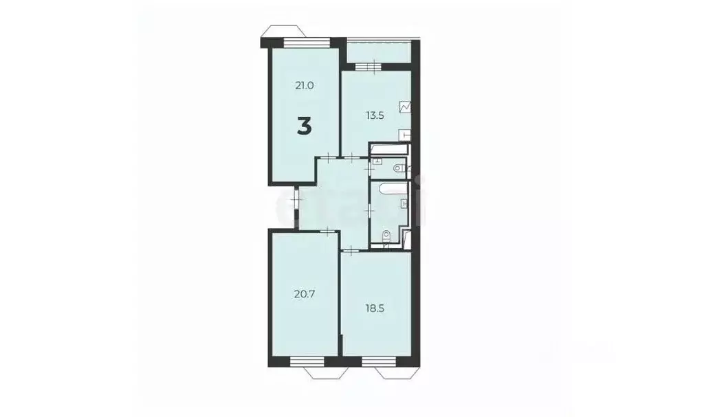 3-к кв. Москва Чоботовская ул., 2А (93.5 м) - Фото 2