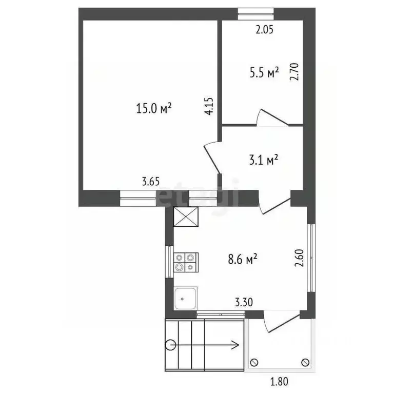 2-к кв. Крым, Белогорск ул. Семашко, 4А (46.8 м) - Фото 1