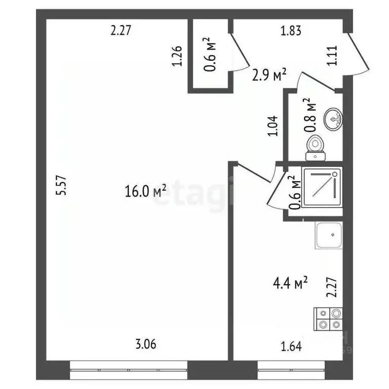 1-к кв. Саха (Якутия), Якутск ул. Хабарова, 21 (24.4 м) - Фото 1