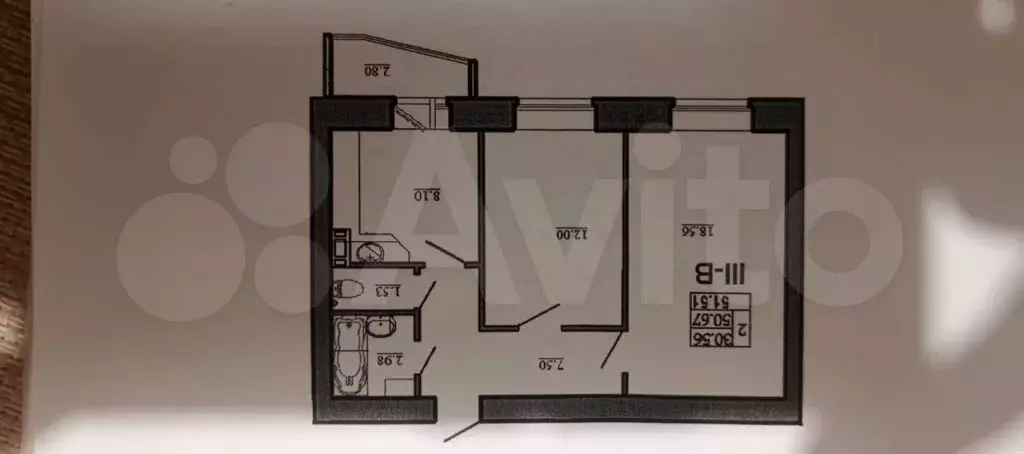 2-к. квартира, 51 м, 6/7 эт. - Фото 0