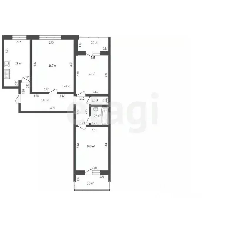 3-к кв. Башкортостан, Стерлитамак Патриотическая ул., 98 (66.7 м) - Фото 2