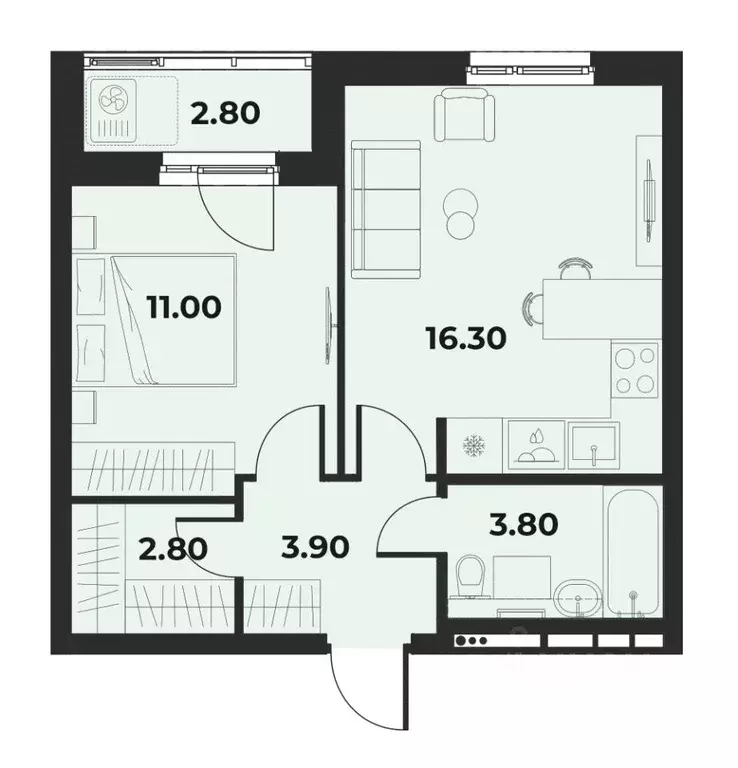2-к кв. Пермский край, Пермь Верхние Муллы мкр, Сезоны кв-л,  (39.2 м) - Фото 1