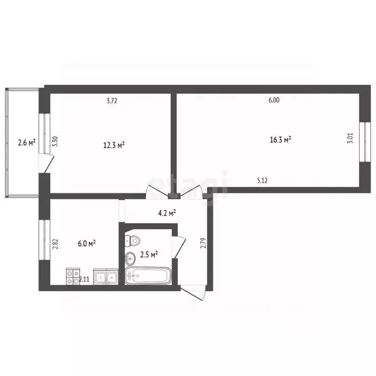 2-к кв. Саратовская область, Балашовский район, пос. Первомайский ул. ... - Фото 2