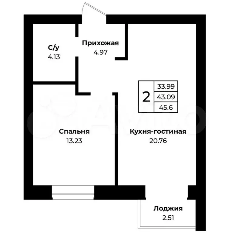 1-к. квартира, 47 м, 2/4 эт. - Фото 0