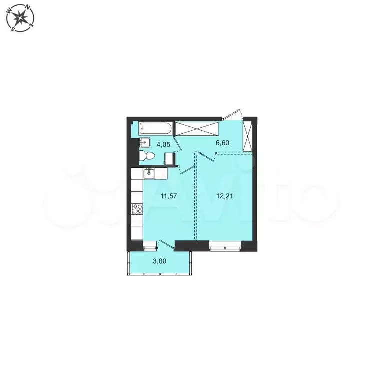 1-к. квартира, 37,4 м, 3/8 эт. - Фото 0
