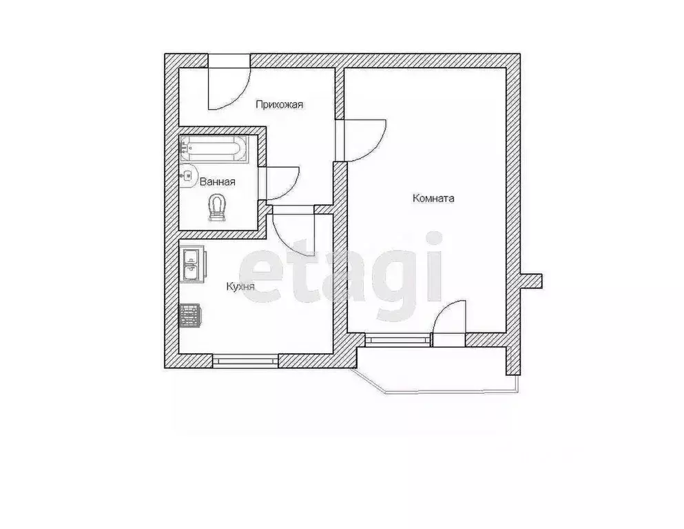 1-к кв. Удмуртия, Ижевск ул. Гагарина, 13 (32.0 м) - Фото 0