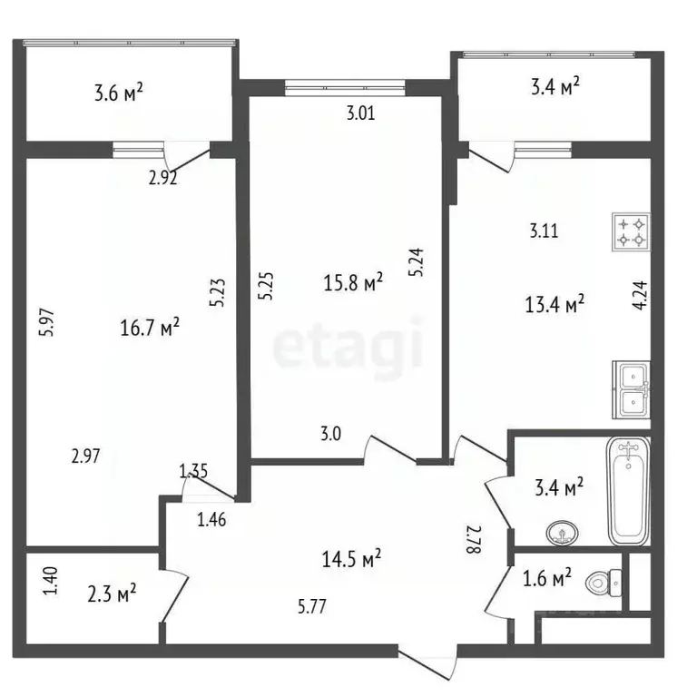 2-к кв. Санкт-Петербург Лыжный пер., 2 (67.7 м) - Фото 2