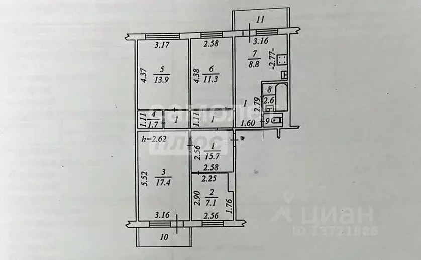 4-к кв. Ямало-Ненецкий АО, Ноябрьск Холмогорская ул., 37А (79.5 м) - Фото 2