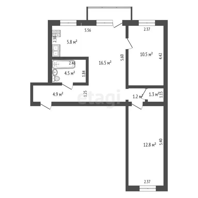 3-комнатная квартира: Тобольск, улица Семёна Ремезова, 19А (96 м) - Фото 1