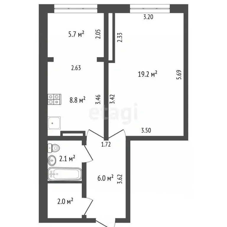 1-к кв. Севастополь ул. Александра Косарева, 18 (40.0 м) - Фото 2