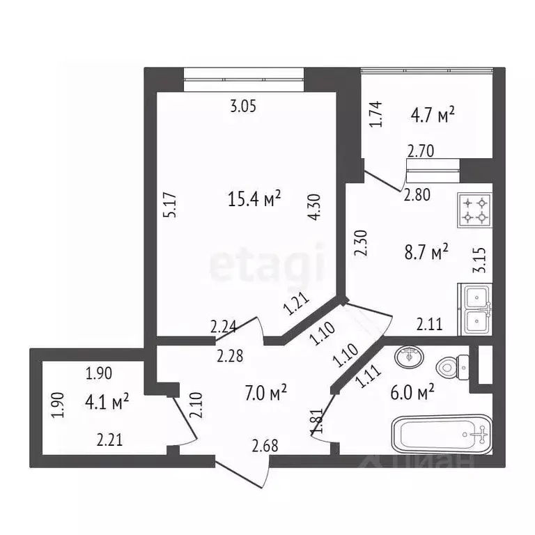 1-к кв. Крым, Саки ул. Санаторная (41.2 м) - Фото 1