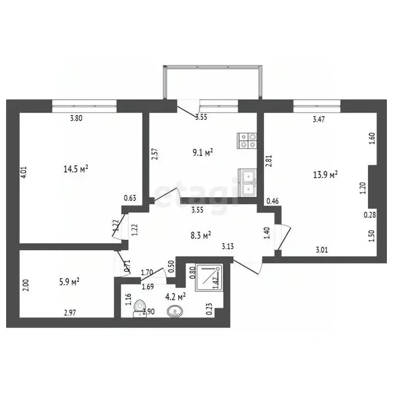 2-к кв. Крым, Евпатория просп. Победы, 87Бк1 (57.9 м) - Фото 2