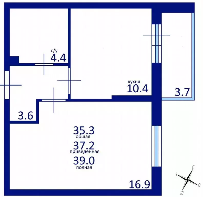 1-к кв. Санкт-Петербург ул. Плесецкая, 20к1 (35.0 м) - Фото 1