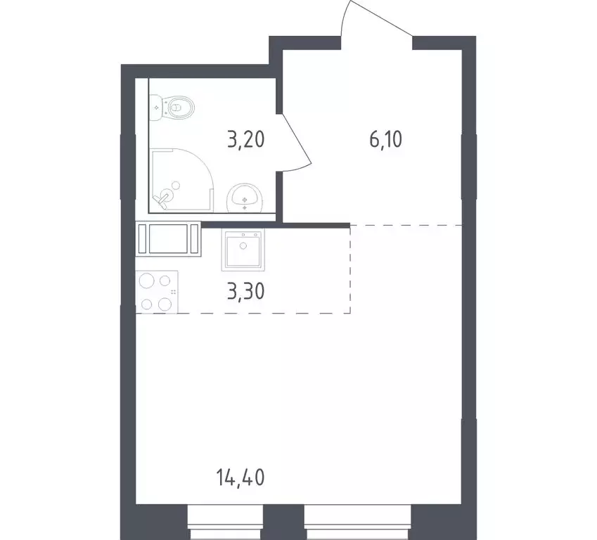 Квартира-студия: посёлок Песочный, Центральная улица, 85 (26.7 м) - Фото 1