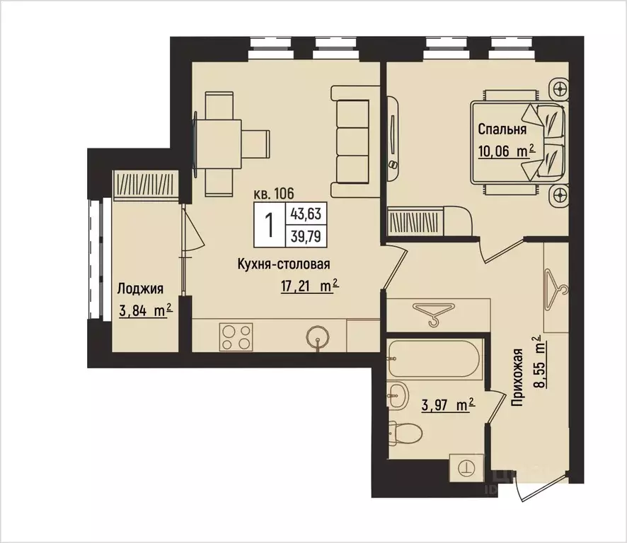1-к кв. Нижегородская область, Нижний Новгород Литературная ул., 5 ... - Фото 1