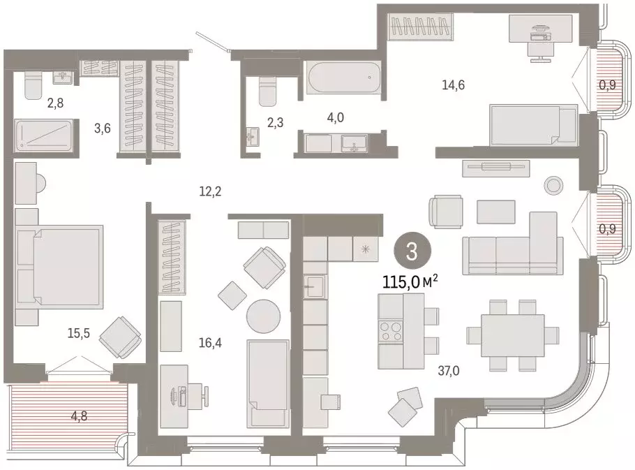 3-комнатная квартира: Екатеринбург, жилой район Вокзальный, улица ... - Фото 2