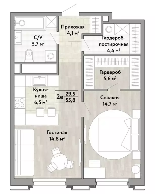 2-к кв. Хабаровский край, Хабаровск ул. Нагишкина, 3 (55.8 м) - Фото 1