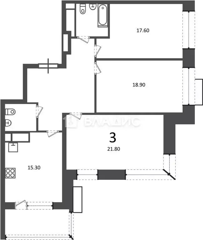 3-комнатная квартира: Москва, Клинская улица, 2А (97.5 м) - Фото 1