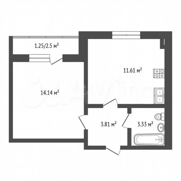 1-к. квартира, 37 м, 3/9 эт. - Фото 0
