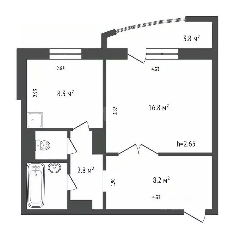 1-к кв. Красноярский край, Красноярск ул. Молокова, 1А (40.0 м) - Фото 2