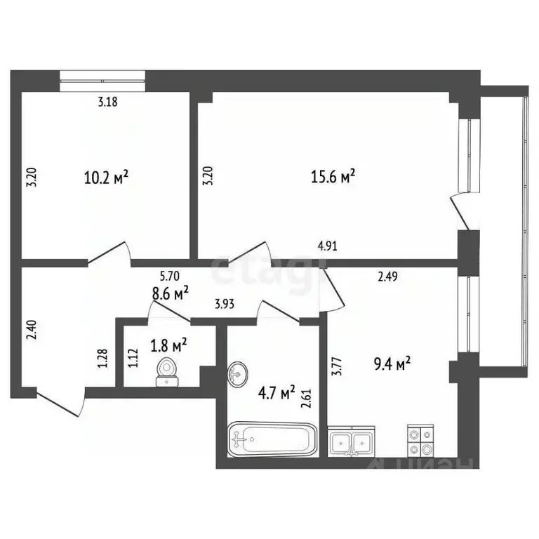 2-к кв. Саха (Якутия), Мегино-Кангаласский улус, Нижний Бестях пгт ул. ... - Фото 2