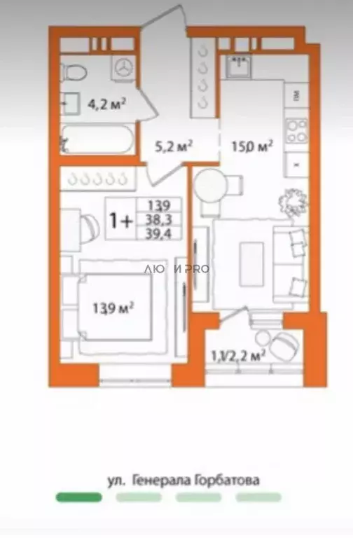 1-к кв. Башкортостан, Уфа ул. Менделеева, 132/1 (39.4 м) - Фото 2