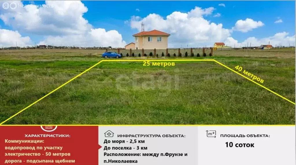 Участок в Сакский район, Фрунзенское сельское поселение, СК ... - Фото 1