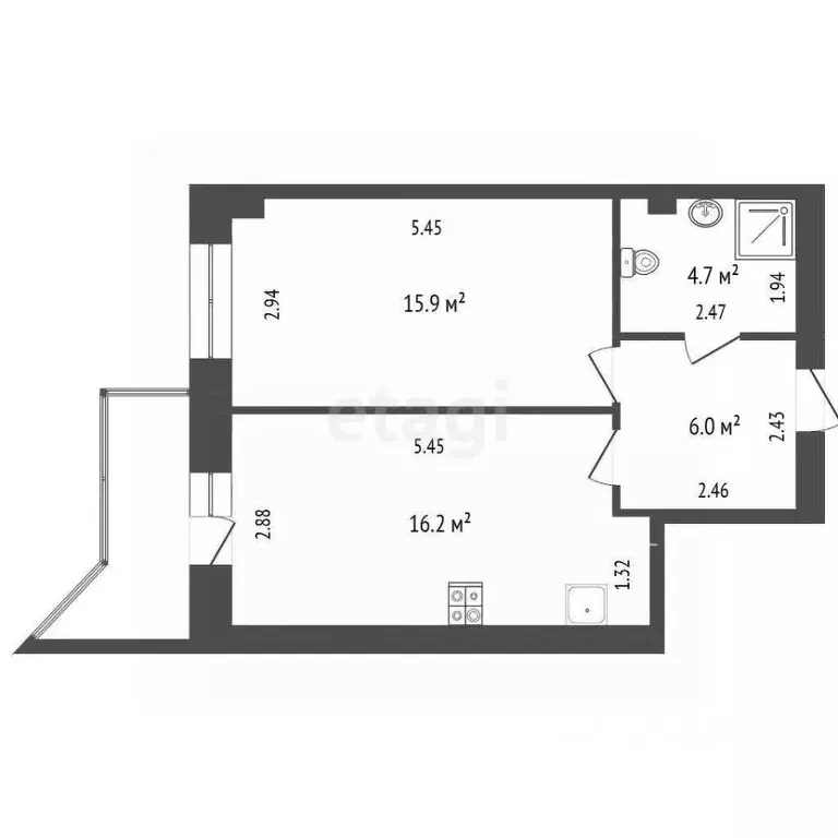 1-к кв. Омская область, Омск просп. Комарова, 9к2 (42.0 м) - Фото 2