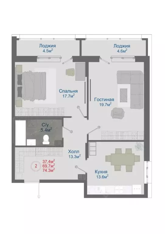 2-к кв. Воронежская область, Новоусманский район, пос. Отрадное ул. ... - Фото 0