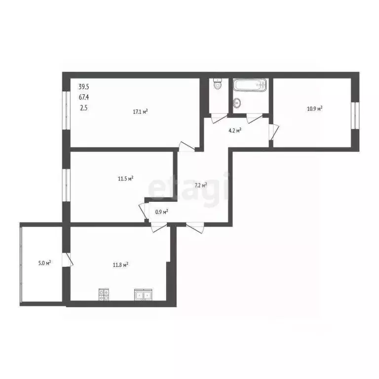 3-к кв. Псковская область, Псков Звездная ул., 21 (67.3 м) - Фото 1
